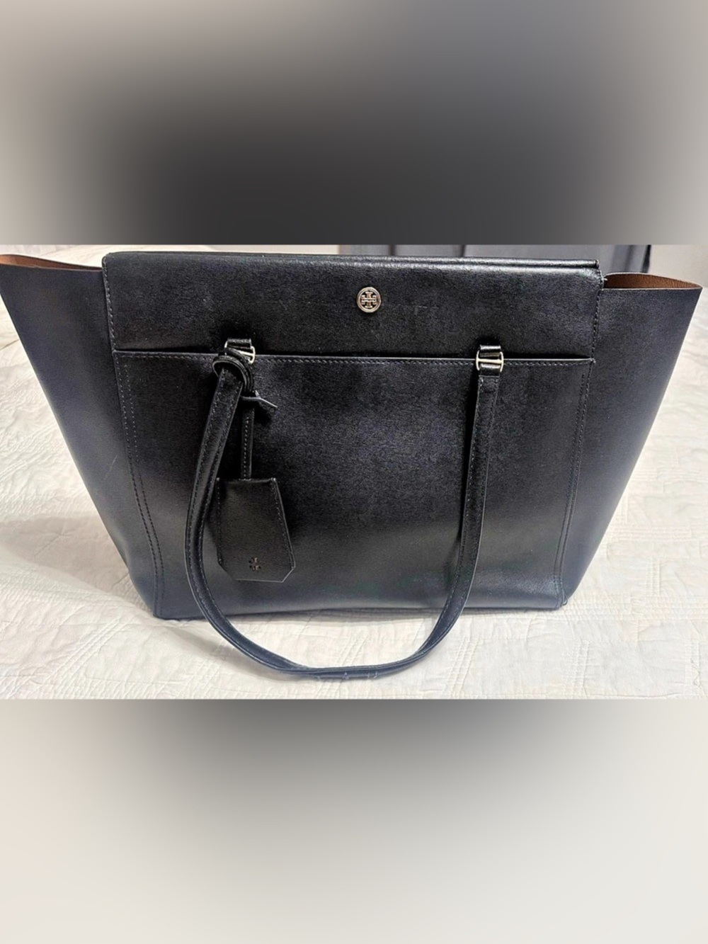 Tory Burch York Buckle Tote Black Saffiano Leather